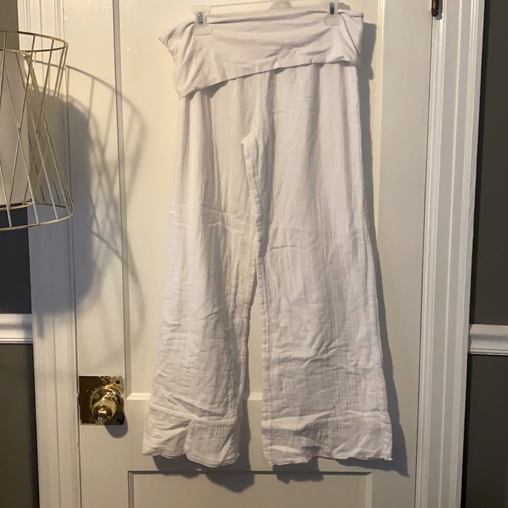 White Flowy Beach Pants